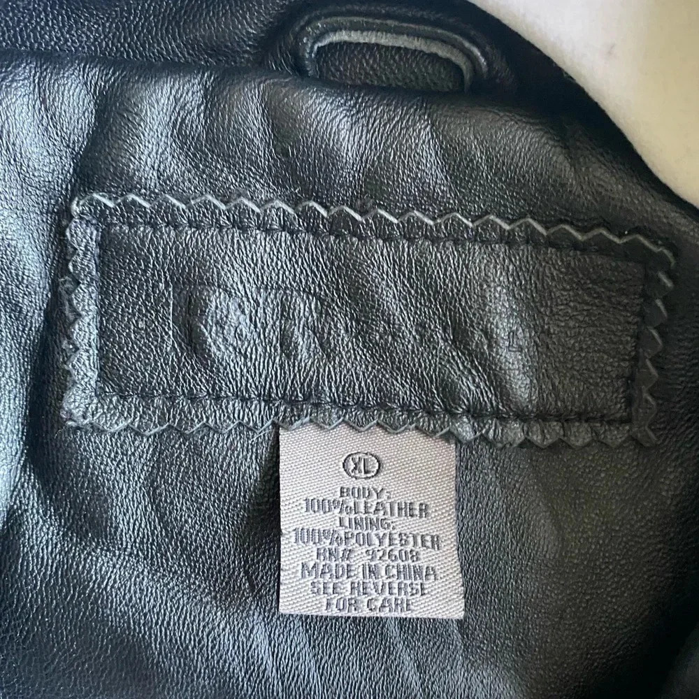 Vintage Leather Jacket Men’s XL R&R Casuals 100% Leather Black Zip - Picture 3 of 7